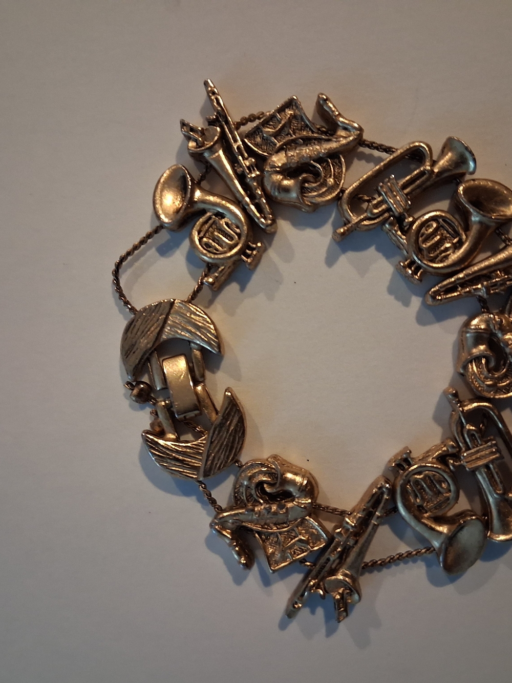 Gold-Tone Musical Charm Bracelet for Women - Elegant Instrument Charms